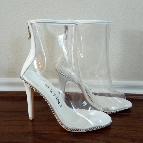 Clear/White bootie, peep toe - Picture 2 of 9